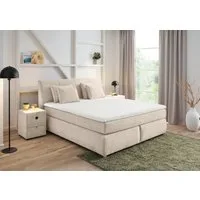 Jockenhöfer Gruppe Boxspringbett CARLA, wahlweise mit Bettkasten, Inkl. Topper & 4 Kissen (Mit Bonnell- oder Taschenfederkernmatratze H2-H4), wahlweise mit Chenille oder Webstoff bezogen, 160x200cm oder 180x200