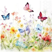 Ambiente Luxury Paper Products Papierserviette, Servietten Papier 33x33cm 3-lag Schmetterlinge & Blumen Bunt 20 Stk.