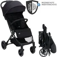 Fillikid Kinder-Buggy Fill Rover - Schwarz, Sportwagen mit Liegefunktion, Trollyfunktion & Zubehör bis 22 kg