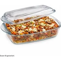 MamboCat Auflaufform MamboCat Borcam Brat- & Backform mit Deckel 1,8L Glas Auflaufform, Glas