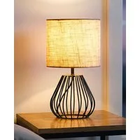 EDISHINE Nachttischlampe Dekolampe H29 cm mit Metallfuß, LED wechselbar, 2700 K Warmweiß, Vintage Tischleuchte mit E14 Leuchtmittel, für Fensterbank, Geschenk
