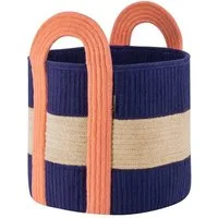 Remember Aufbewahrungskorb COLOMBO Klein aus Baumwollseil, Blau, Ø 37 x H 43 cm