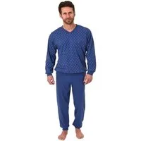 Normann Pyjama Herren Schlafanzug langarm mit Bündchen – V-Hals – 181 001
