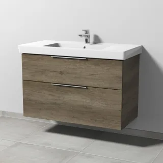 Sanipa 3way Waschtischunterbau zu Villeroy & Boch Subway 2.0 Waschtisch mit 2 Auszügen, Eiche-Nebras UM61537