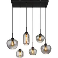 GLOBO LIGHTING Hängeleuchte MATT, ohne Leuchtmittel, Hängeleuchte Schwarz, Rauchglas, 4 Glasformen, höhenkürzbar, E27