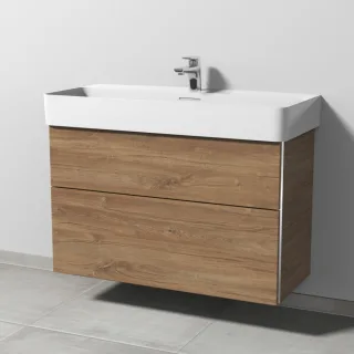 Sanipa 3way Waschtischunterbau zu Laufen VAL Waschtisch mit 2 Auszügen, Eiche-Kansas BR82459