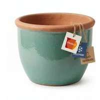 Teramico Blumentopf XXL Pflanztopf Keramik bauchig Hellgrün – Ø 45 x 34 cm (1 St), Frostfest, UV-Fest