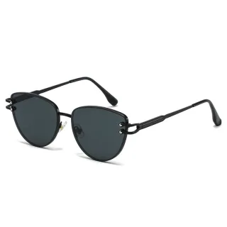 Retro Triangular Cat Eye Sunglasses UV Protection Metal Frame Lightweight High Definition Lens Stylish Outdoor Eyewear