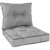 Aspero Sitzauflage Set Stuhl- und Rückenkissen 50x50 cm & 50x40 cm, Gepolsterte Outdoor Kissen Set mit Steppung