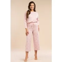 Mademoiselle Sommeil Pyjama Schlafanzug langarm in Rosé mit Herzchendruck (2 tlg) aus 100% Baumwolle