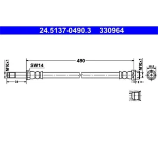 ATE Bremsschlauch hinten Mercedes Sprinter 24.5137-0490.3
