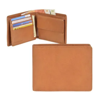 Herren Geldbörse Querformat Leder naturbraun 12,5x10cm | Sonnenleder Main. Ein zeitloser Organizer für Ihre Finanzen in hochwertiger Verarbeitung.