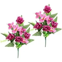 Kunstblume Bouquet aus Orchideen und Rosen, I.GE.A., Höhe 42 cm, 2er Set Kunstblumenstrauß zum Legen oder Stellen Künstliche Blumen