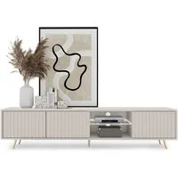 Selsey TV-Schrank BELLO mit goldenen Füßen, Lamellenfronten und LED, 175 cm