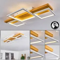 hofstein Deckenleuchte »Palermo« dimmbare Deckenlampe aus Metall/Holz/Kunststoff, Natur/Weiß, 3000 Kelvin, über herkömmlichen Lichtschalter dimmbar, LED, 4000 Lumen