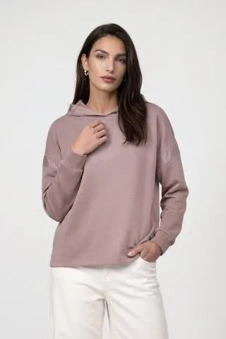 monari - Sweatshirt mit Stoffeinsatz taupe - Gr. - 42