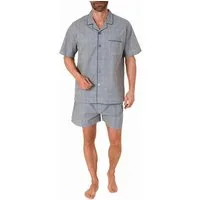 Normann Pyjama Herren Schlafanzug Shorty Pyjama kurzarm gewebt zum Knöpfen