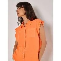 Apricot Blusentop Bluse mit Rüschensaum mit Brusttasche