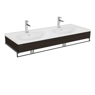 VitrA Equal Set Doppelwaschtisch 130 cm mit Holzblende und Handtuchhalter 2 Becken 2,81088 81088
