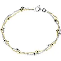 Materia Armkette Damen Kugeln Bicolor Gold SA-109, 925 Sterling Silber, rhodiniert, vergoldet
