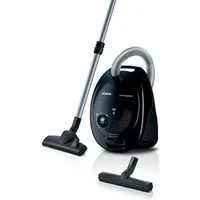 SIEMENS Bodenstaubsauger synchropower VS06A212, Made in Germany, Hygiene-Filter, kompakt, 600 W, mit Beutel, hohe Saugkraft, spezielle Hartbodendüse, integriertes Zubehör, schwarz