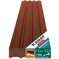 Karat Trapezblech Dachblech 7,7m² inkl Schrauben, Wandblech verzinkt, Profilblech, Blech verzinkt, 1150x450x0,25 mm (Spar-Set 15-St. 115x45 cm) wetterfest für Carport & Gartenhaus, verschiedene Farben