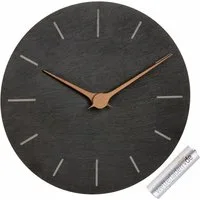 TFA Dostmann Wanduhr TFA 60.3068 analoge Schiefer Wanduhr 250 mm Quarzuhr geräuscharm