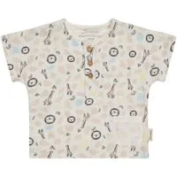 Sterntaler® Kurzarmshirt Hemd Safari (1-tlg) Hemd Safariprint, Leinenoptik vorn, Jersey hinten, kurze Ärmel, Knöpfe