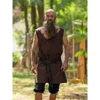 Vehi Mercatus Wikinger-Kostüm Schlichte Mittelalter Tunika ärmellos Braun "Viggo"