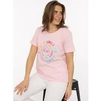 Zwillingsherz T-Shirt "Smile" Farbenfrohe runde Stickerei, Rundhals, kurzarm
