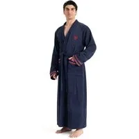 Bruno Banani Herrenbademantel Roy, ideal für Sauna & Spa, Standardlänge & Überlänge, Langform, Walkfrottee, Kimono-Kragen, Gürtel, farblich abgesetzten Streifen, Bademantel, S-3XL, auch in extra lang