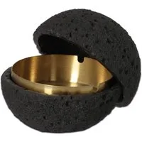 Coumo Aschenbecher Windaschenbecher Steinoptik Kugel mit herausnehmbarem Metalleinsatz