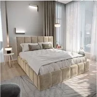 Masseno Polsterbett TARANTO 160x200 cm gelb (mit Bettkasten und Lattenrost)