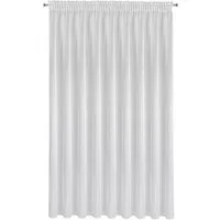 Eurofirany Gardine 400x250 cm Durchsichtig Weiß Reinweiß Transparent, Kräuselband, Klassisch & Elegant