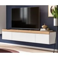 Inn.Furn Lowboard Siena (TV Unterschrank in weiß mit Eiche, hängend / stehend, Breite 180 cm), mit Push-To-Open und Soft-Close
