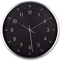 K&L Wall Art Wanduhr lautlose Retro Metalluhr Schwarz-Silber Edelstahl Optik Ø 30 cm (ohne Tick-Geräusche, leises Quarz Uhrwerk)