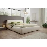 Compleo Polsterbett Doppelbett mit dicker Schaumstoffpolsterung, Premium Bett, Bouclé Bett, Elegant design fürs Schlafzimmer