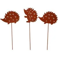 UNUS GARDEN Gartenstecker Stecker Rost Igel 3er Set (3-St., 3er Set) Gartendeko Rostdeko Dekostecker rostige Herbstdeko Garten