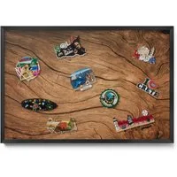 Tulup Magnettafel Braun mit schwarzem Rahmen, Wandtafel für Büro, für Fotos und Notizen, Rissige Holzstruktur, Braun