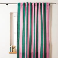 SCHÖNER LEBEN. Vorhang Vorhang Smok-Schlaufe Streifen dunkelgrün pink 245cm, Smokband, blickdicht, Baumwolle, handmade