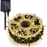 Clanmacy LED-Lichterkette 100M 1000LEDs LED-Lichterkette Solar Lichterkette Aussen Warmweiß, Weihnachten