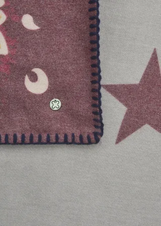 Kaschmirweiches Dreieckstuch mit Paisley-Muster und Stern-Motiven rot