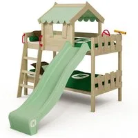 Wickey Kinderbett Crazy Fancy mit Rutsche 90x200 cm – Etagenbett für Kinder (Etagenbett mit Kletterleiter für Kinder), Massivholz