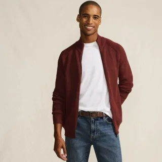 Rippstrick DRIFTER Cardigan für Herren, Herren, size: regular, Braun, Baumwolle/Nylon, by Lands' End