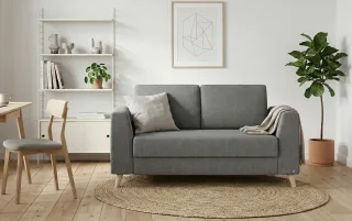 BRUNO Schlafsofa 120cm in Dunkelgrau | Klassik | stabiles Massivholz & Boxspringkomfort