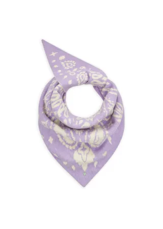 Gestricktes Dreieckstuch mit Paisley-Muster lila - Gr. - 100