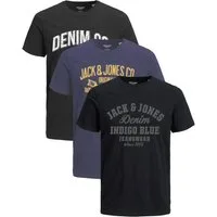 Jack & Jones Print-Shirt Bequemes Slimfit Shirt (Spar-Set, 3er-Pack) in Unifarbe mit Print