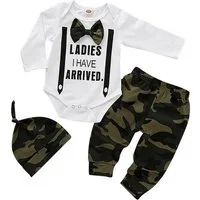 Gluckids Shirt, Hose, Jacke & Mütze Baby Junge Langarm Strampler + Hose + Mütze Outfits Camo Babykleidung (3-tlg) Kleinkind Freizeit Babykleidung Set Pullover Body Hosenanzug für Babys
