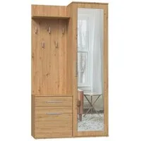 Beautysofa Kompaktgarderobe Fiora (Garderobenschrank + Paneel + Schuhschrank, Garderoben-Set, 5 Kleiderhaken) Breite:100 cm