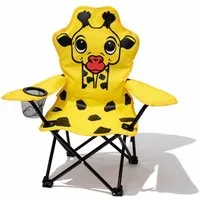 Mojawo Klappstuhl Kinder Anglersessel Gelb mit Getränkehalter und Tasche Motiv Giraffe